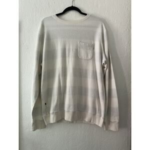 Vuori Jeffreys Sweatshirt Mens Light Gray Striped Pullover Stretch Pocket XL